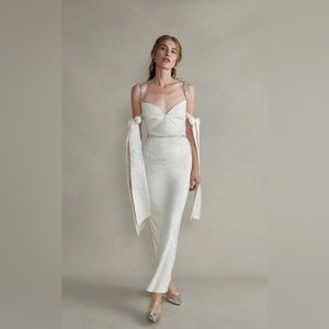 NEW Markarian Rhett white jacquard dress with crystal trim